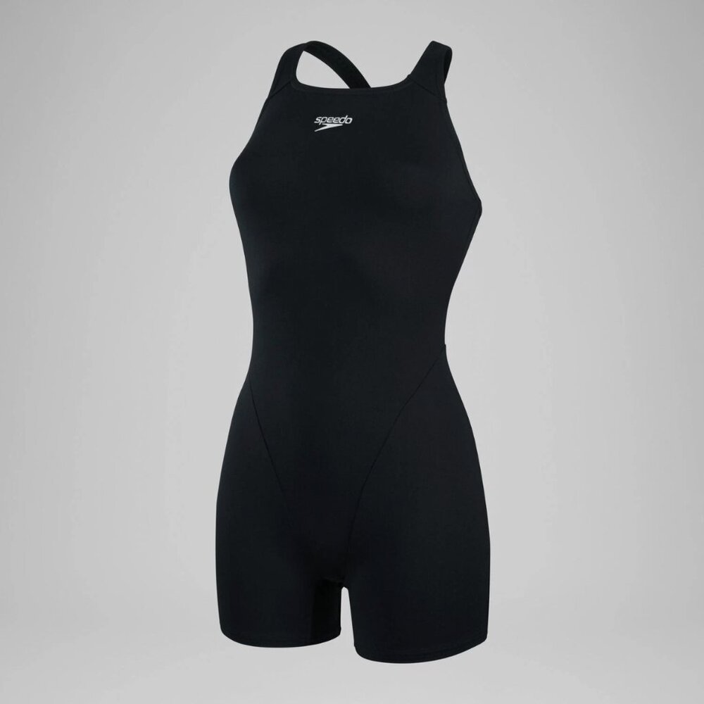 Speedo Women's Eco Endurance+ Legsuit Swimsuit Black / White txt NWT 6